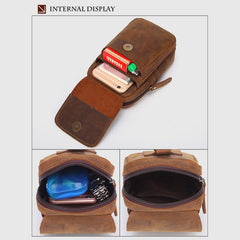 Men Outdoor Retro Genuine Leather Hanging Fanny Pack Waist Bag