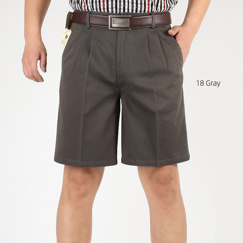 Summer Men's Shorts Pure Cotton High Waist Loose Cropped Pants Thin Casual Shorts