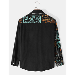 Men Ethnic Ornament Printed Long Sleeve Shirts