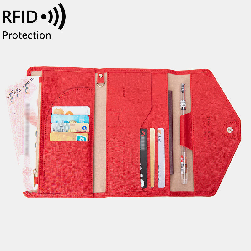 Slim Multifunctional Travel Document Pouch RFID Passport Holder