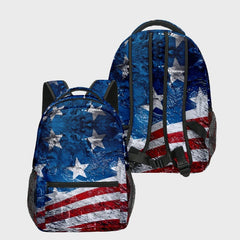 American Flag Print Student Backpack Travel Hiking Camping Backpack Laptop Backpack