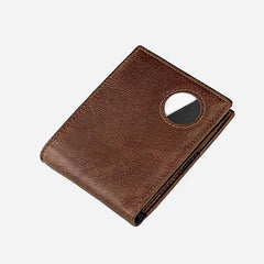 Men's Large Capacity Genuine Leather Airtag Wallet Multi Slot RFID Blocking Card Holder Wallet