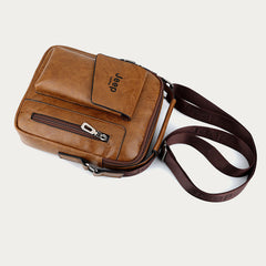 Classic Men Leather Messenger Bag Waterproof Business Travel Lightweight Satchel Bag