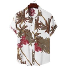 Men Tropical Leaf Hawaii Style Casual Skin Soft Short Sleeves Hawaiian Shirts