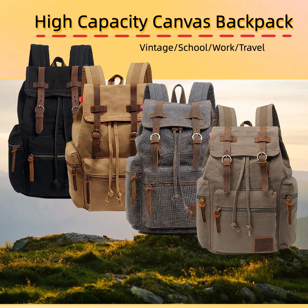 Casual Fashion Foreign Trade School Bag Men's and Women's Retro Canvas Backpack Laptop Rucksack