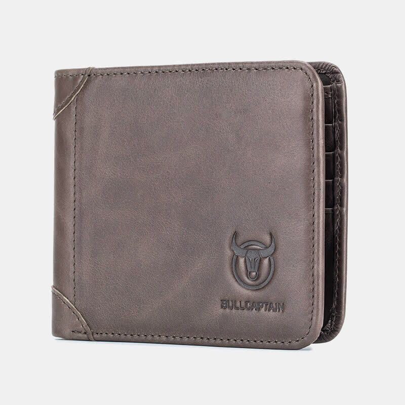 Men's Tri-Fold Genuine Leather Large Capacity Super Stitched Leather Wallet