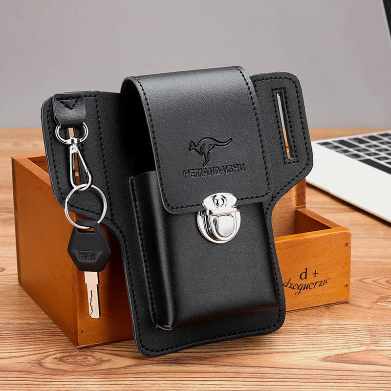 Men's Leather EDC Everyday Carry Bag with Card Slots for Key Belts