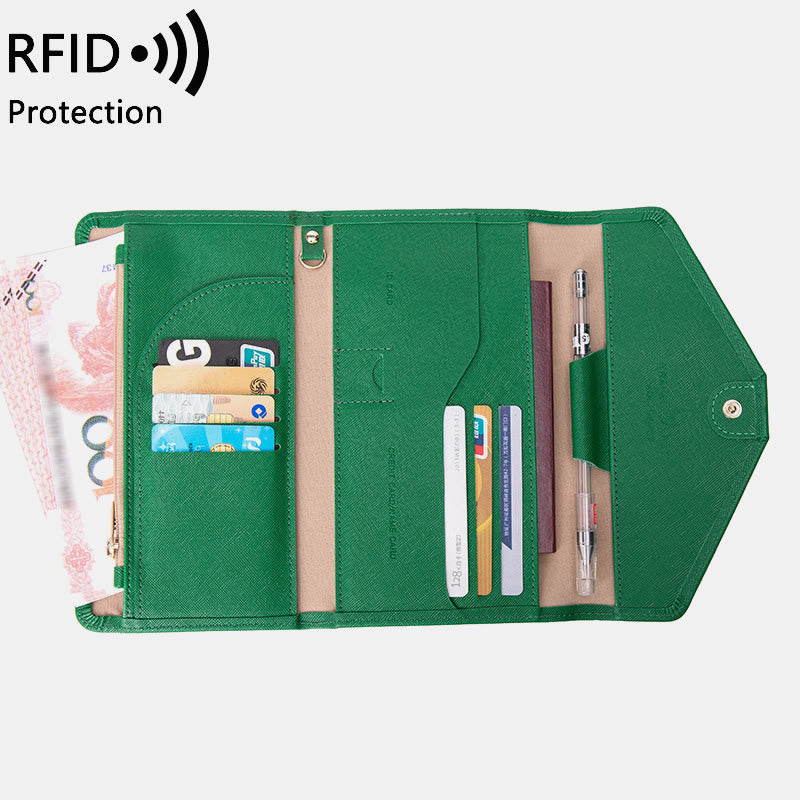 Slim Multifunctional Travel Document Pouch RFID Passport Holder