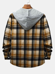 Men's Large Plaid Contrast Color Shirt Colorful Casual Long Sleeve Coat Shirt