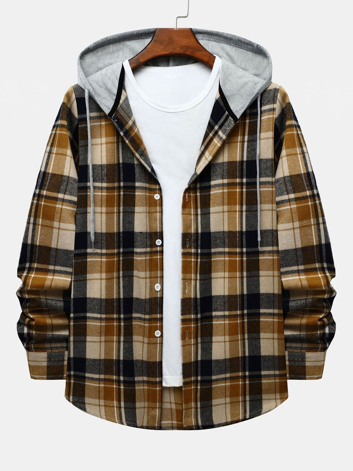 Men's Large Plaid Contrast Color Shirt Colorful Casual Long Sleeve Coat Shirt