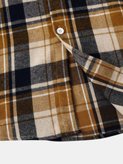 Men's Large Plaid Contrast Color Shirt Colorful Casual Long Sleeve Coat Shirt