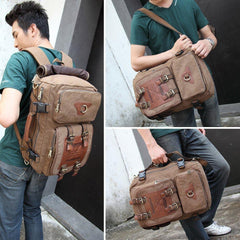 Vintage Canvas Backpack Handbag Shoulder Bag Multi-purpose Outdoor Travel Men Backpack